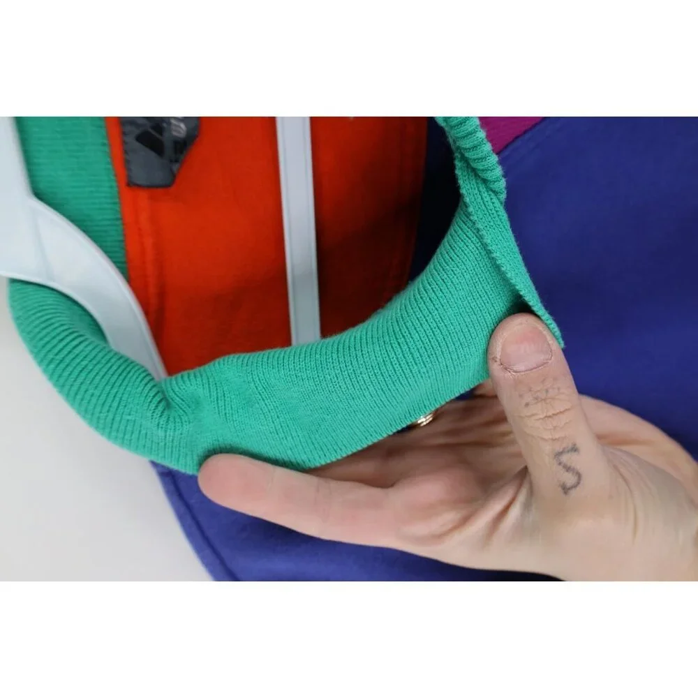 Vintage 90s Streetwear Womens Small Faded Blank Color Block Collared Sweatshirt - Picture 6 of 13